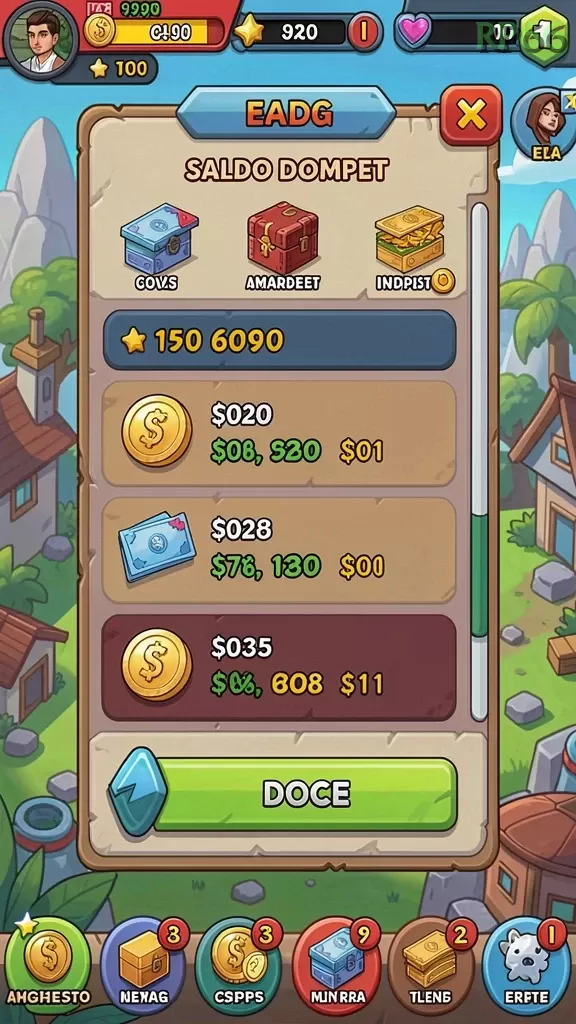 Cuplikan layar MEGA288 — menu navigasi